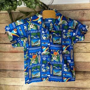 Hawaiian Tropical Short Sleeve Button Up Shirt Toddler Boy Size 2